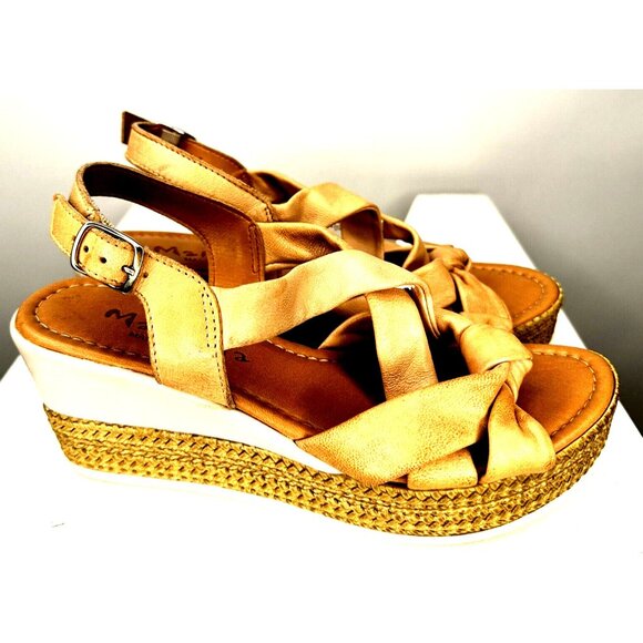 Mariella Womens Shoes Leather Platform Wedge Sandals Strappy Brown Size 8/39 - Picture 3 of 11